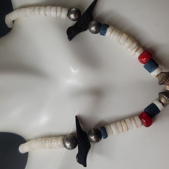 N3417 Santa domingo thunderbird necklace bone turqoiuse mother of pearl and more - Picture 3 of 4